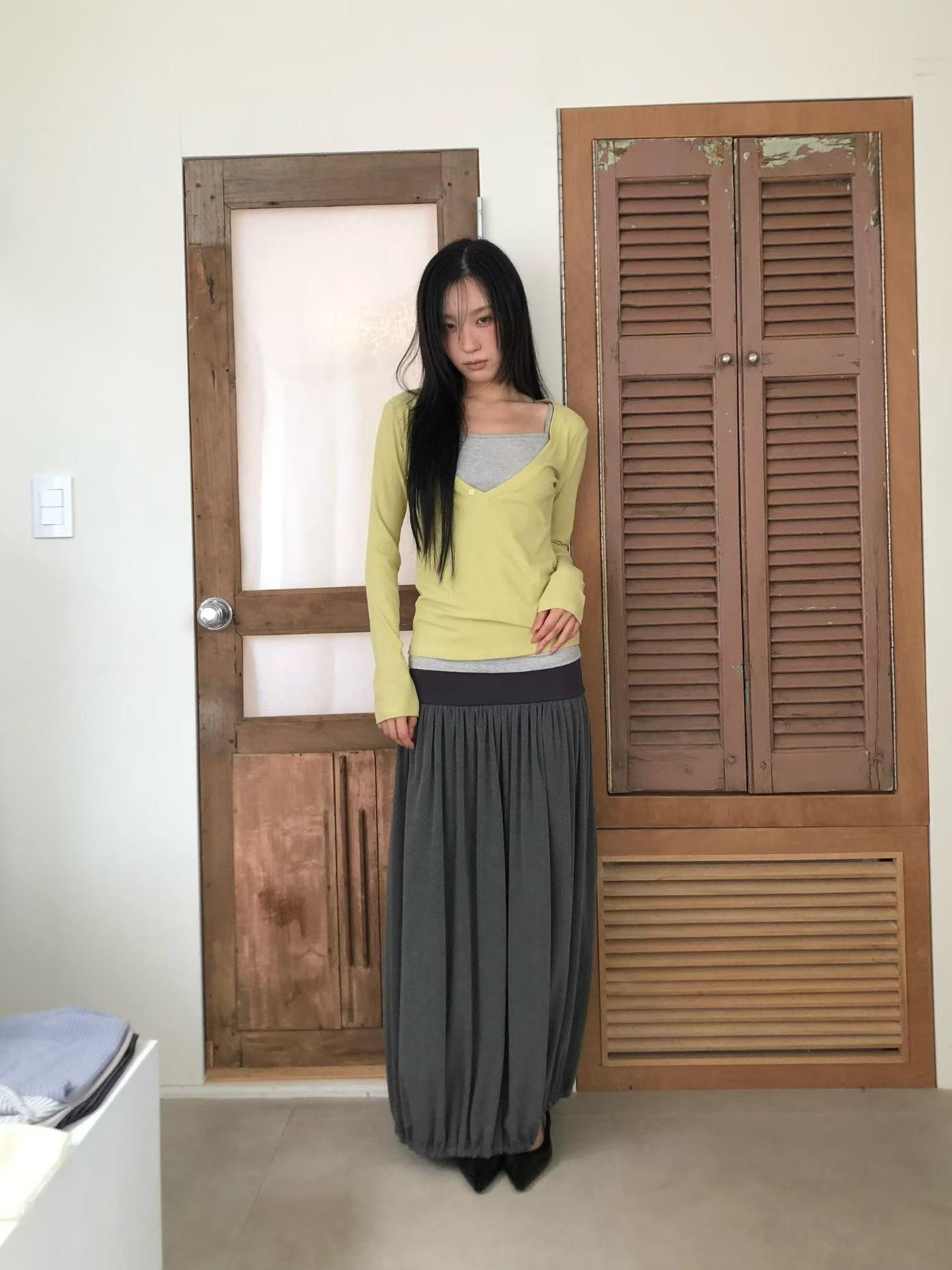 細肩背心+鈕扣坑條棉上衣兩件組